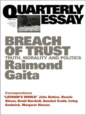 Quarterly Essay 16 Breach of Trust - ebook